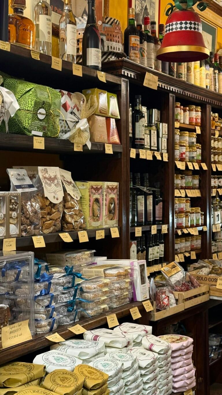 Vibrant assortment of gourmet goods in a warm, inviting store setting.